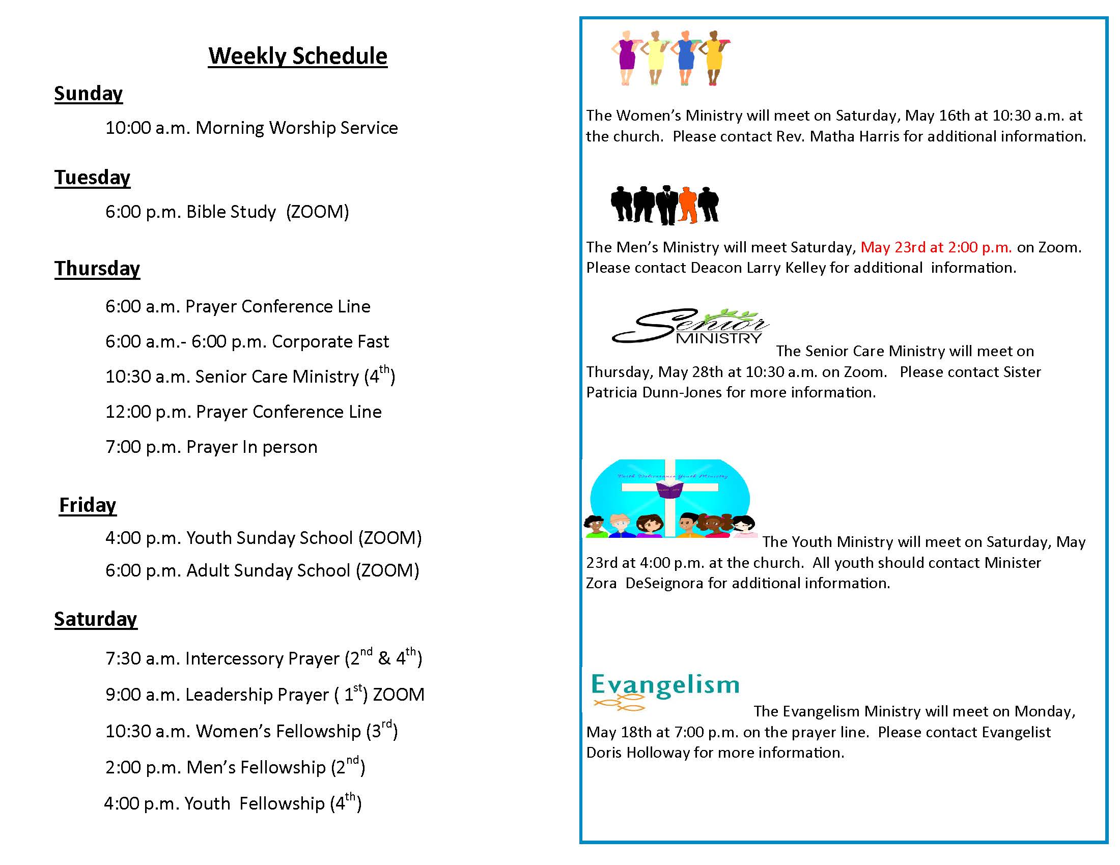 Church Bulletin Page