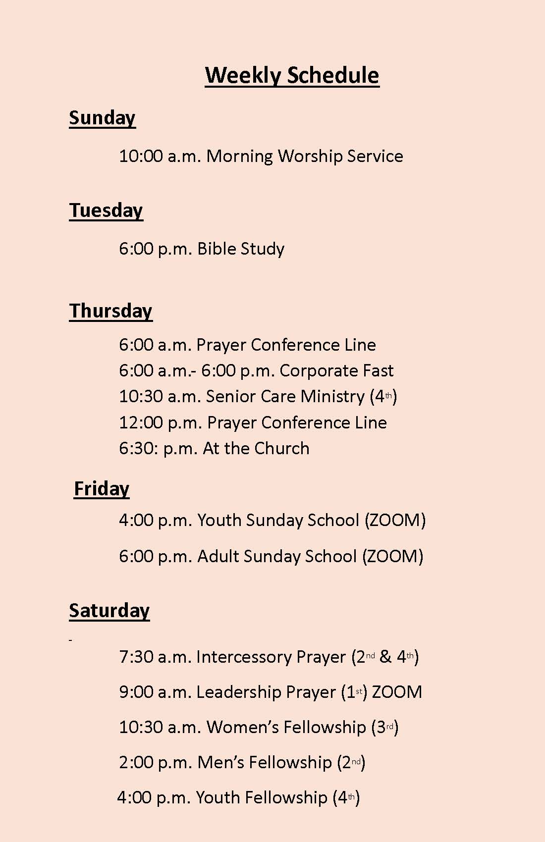 Church Bulletin Page